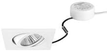 Brumberg BB05 LED-Einbaustrahlerset mit LED-Modul und Rundkonverter Phasenabschnitt dimmbar, 6W, 630lm, 3000K, eckig, schwenkbar