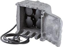 EVN 4-fach Energieverteiler, Stein, IP44, 230V, max. 3680W / 16A, grau (230415)