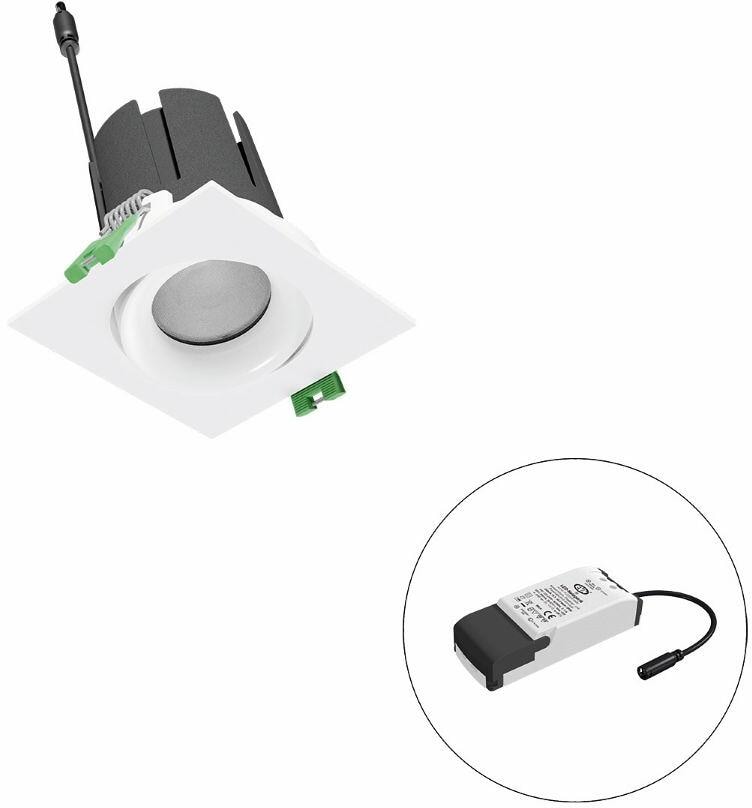 EVN SELECTO LED Deckeneinbau, quadratisch, schwenkbar, IP20, 220-240V/AC, 13W, 1668lm, 3000K, inkl. Netzgerät, Phase, Reflektor weiß/matt, 2.350,00cd,