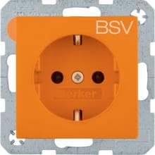 Berker 47238917 Steckdose SCHUKO mit Aufdruck BSV, erhöhter Berührungsschutz, S.1, orange glänzend