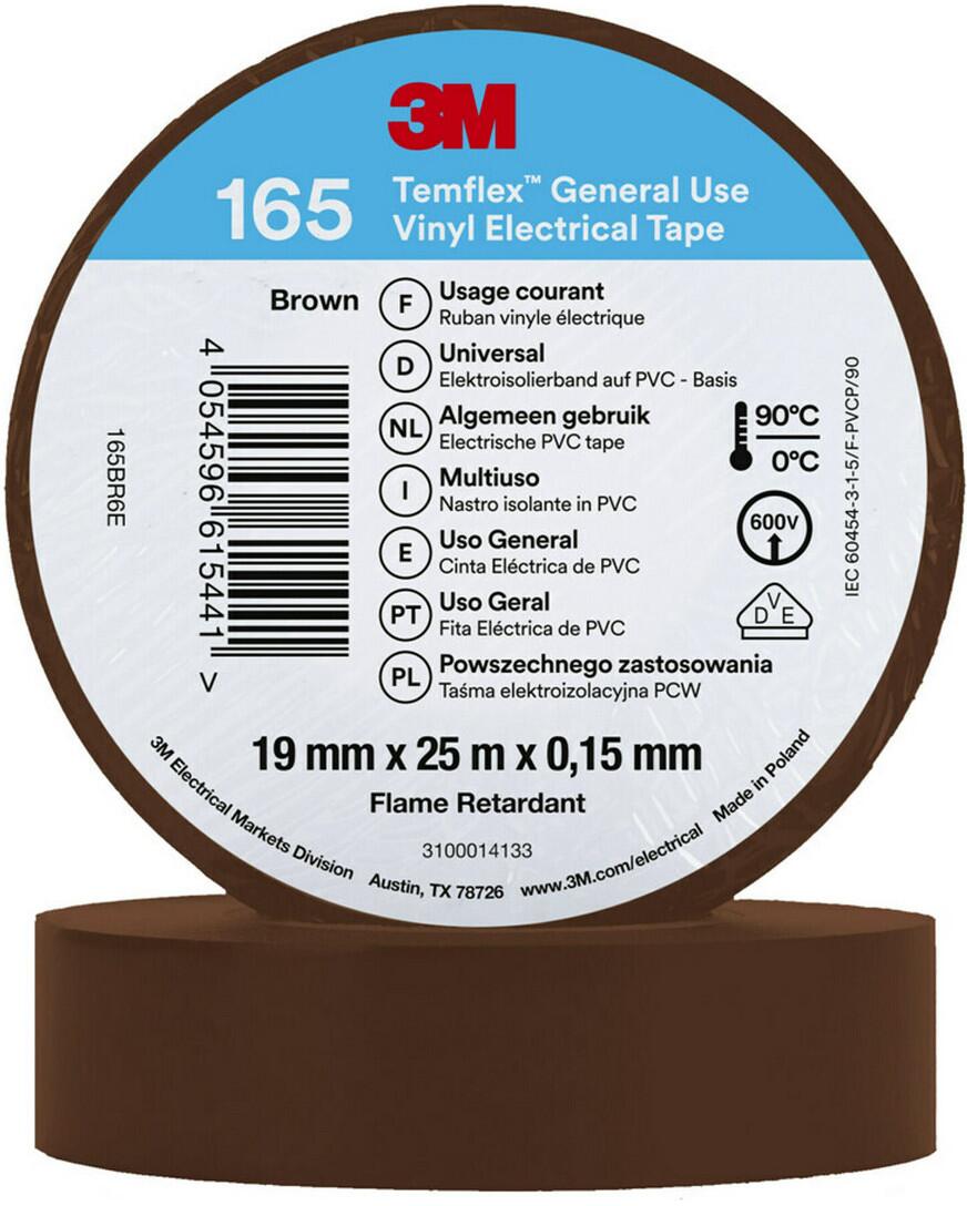 3M 165BR6E Temflex Isolierband 165, 19mmx25m, braun (7100184812)