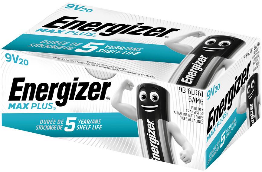 Energizer Max Plus E-Block Alkali-Mangan Batterie, 9V, 20 Stück (E301323200)