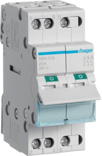 Hager SBN316 Ausschalter 16A, 3 Schließer, 400V AC, 2PLE