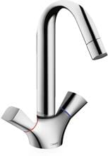 hansgrohe Logis 2-Griff Waschtischarmatur 150 mit Zugstangen-Ablaufgarnitur, Messing, 5 l/min, Chrom (71222000)