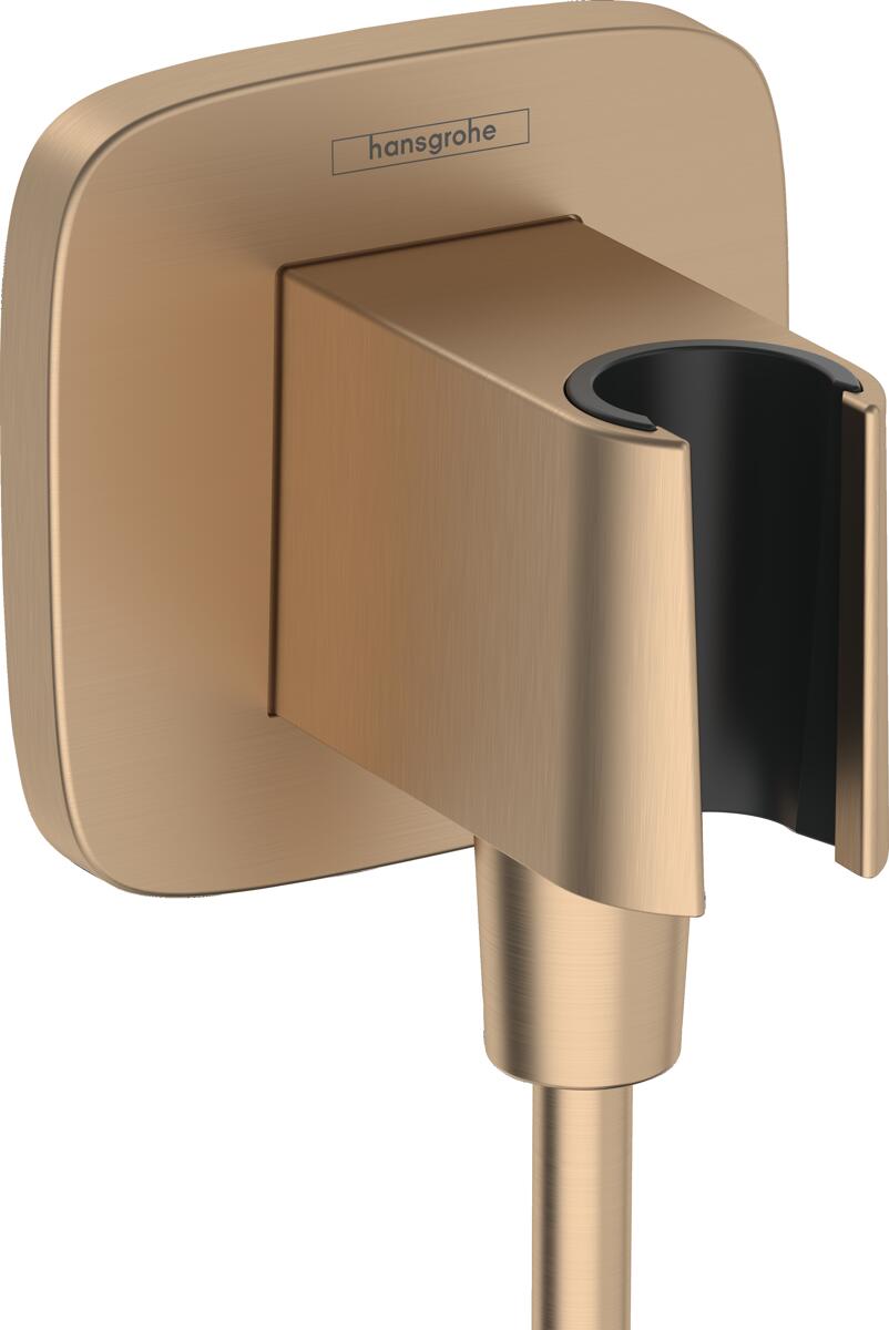 hansgrohe FixFit Q Wandanschluss mit Duschkopfhalterung, Kunststoff, Rückflussverhinderer, Brushed Bronze, (26887140)