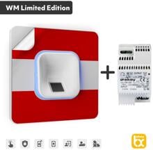 eKey xLine Fingerprintset für Unterputzmontage, Kunststoffrahmen in Weiß inkl. Netzteil und rückstandsfreien WM-Klebefolien (503704)