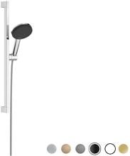 hansgrohe Raindance Alive Select S Duschset 125 3 Strahlarten wassersparend mit Duschstange Unica E Puro und Easy Slide Duschkopfhalterung, Messing, 7,1 l/min, 125 mm