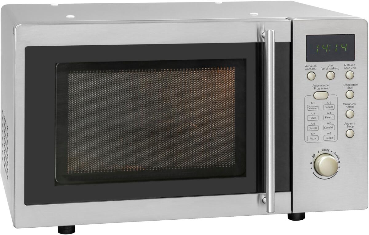 Exquisit UMW 800G-3 Unterbau-Mikrowelle, 800 Watt, 20 Liter, Grill, 5 Leistungsstufen, Inox