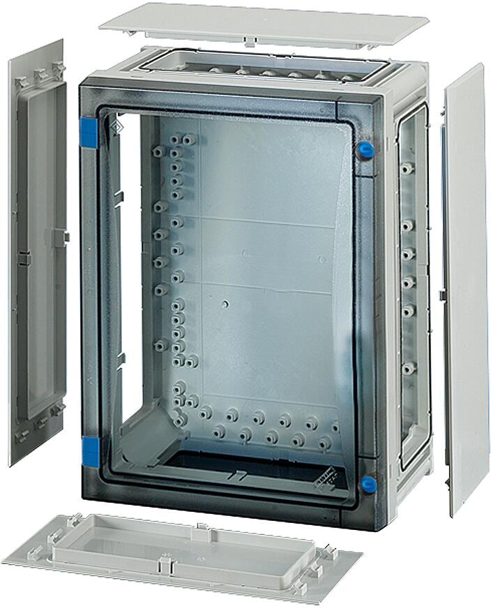 Hensel FP 0211 ENYSTAR Leergehäuse mit Verschlussplatten, Einbaumaße 306x216x140mm, grau