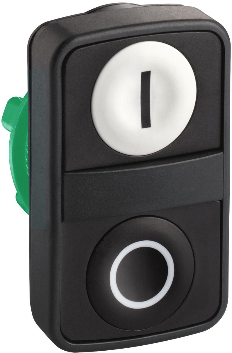 Schneider Electric ZB5AA7121 Harmony XB5, Doppeldrucktaster, Frontelement, Kunststoff, 22mm, beschriftet I/O, tastend, schwarz, weiß