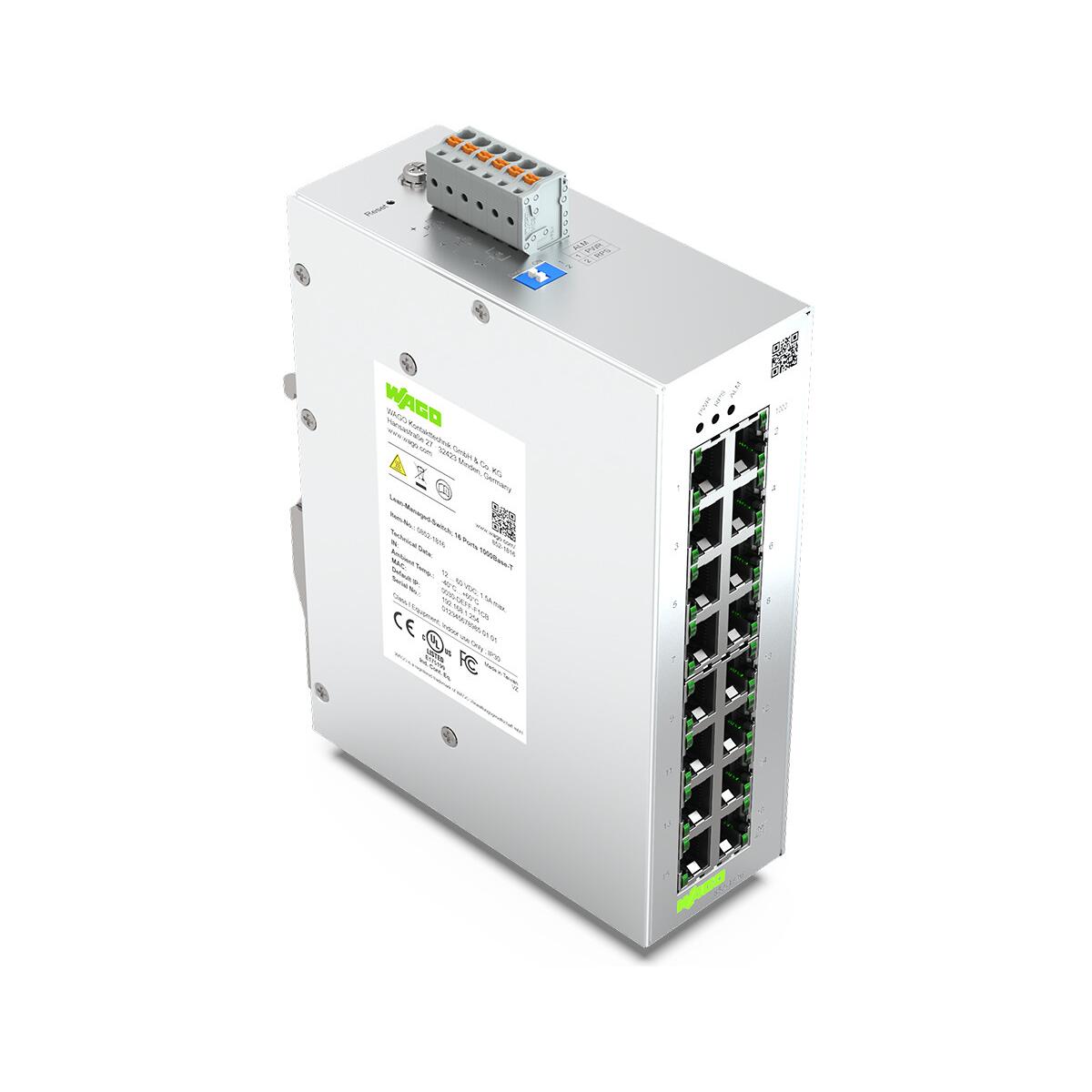 Wago 852-1816 Lean-Managed-Switch, 16 Ports, 1000Base-T, IP30
