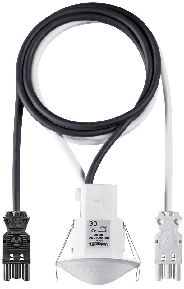 Theben theRonda S360-100 DE GST Präsenzmelder (PIR) Deckenmontage Unterputz innen, 360° rund, Kabel u. Wieland GSTi18 Stecker 2080570