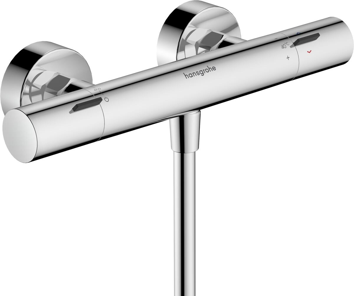 hansgrohe Ecostat Fine Duschthermostat Aufputz mit Temperaturbegrenzer, Messing, mit Rückflussverhinderer, Chrom, (13323000)