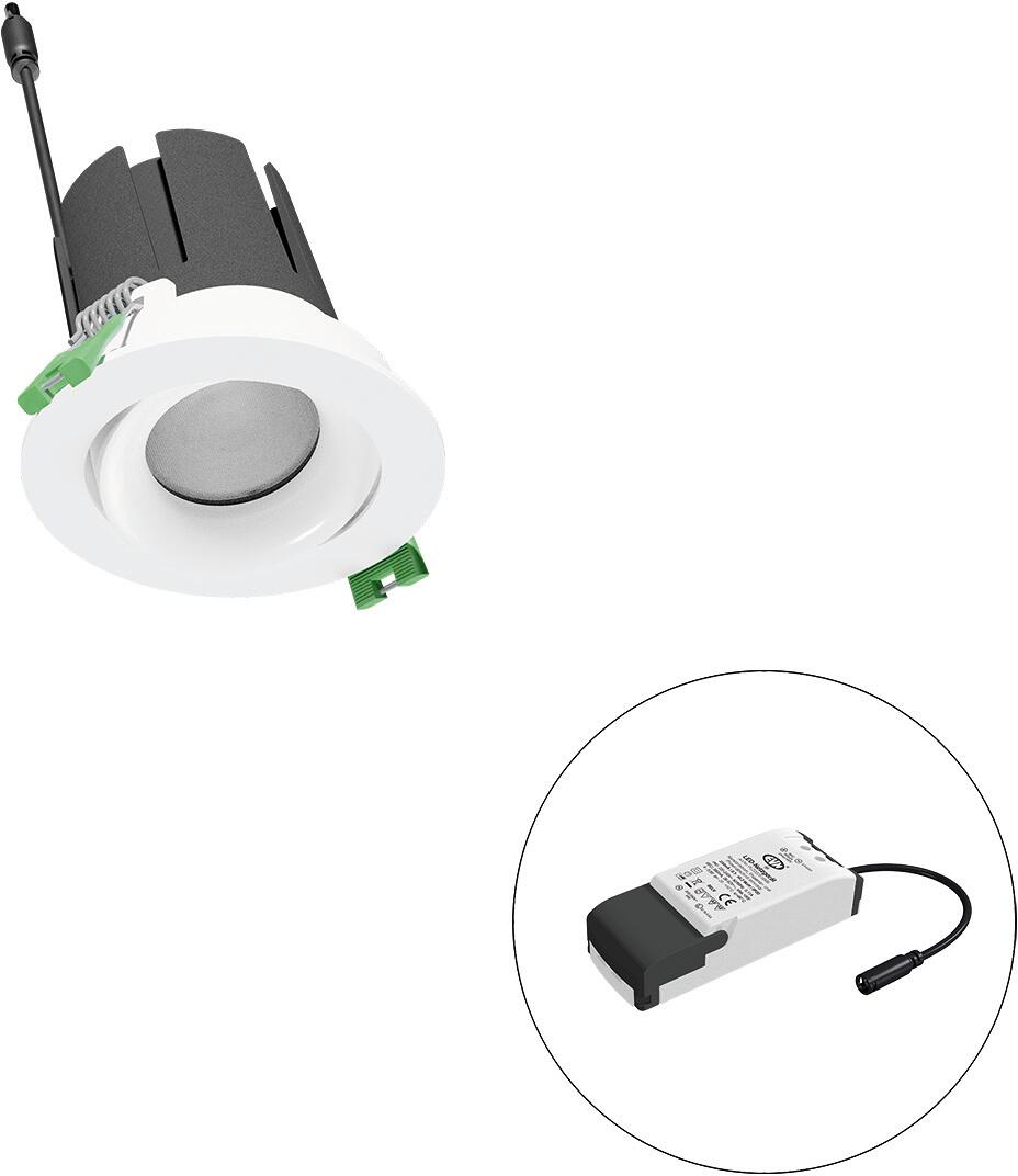 EVN SELECTO LED Deckeneinbau, rund, schwenkbar, IP20, 220-240V/AC, 13W, 3000K, 1668lm, inkl. Netzgerät, Phase, Reflektor weiß/matt, 4.873,00cd, weiß (