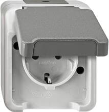 Merten MEG2301-8029 SCHUKO-Steckdose, Aquastar, 16 A, AC 250 V, DIN 49440, lichtgrau