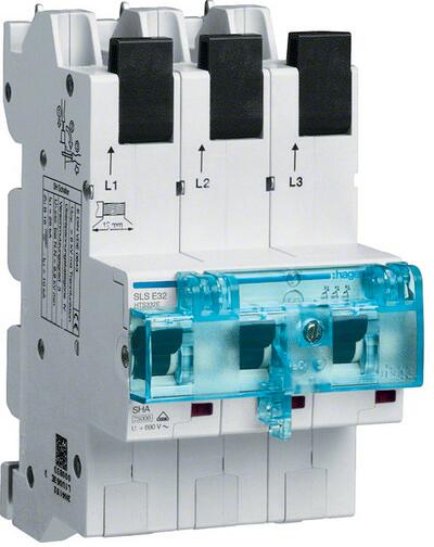Hager HTS332E SLS-Schalter 3-Polig, E-Charakteristik, 32A, für Sammelschiene QuickConnect