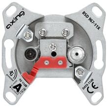 Axing Antennensteckdose 2-Port, CATV, DATA, Durchgangsdose 11 dB 5-1800 MHz, unterputz, silber (BSD 967-11X)