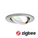 Paulmann LED Einbauleuchte Smart Home Zigbee 3.0 Nova Plus Coin schwenkbar rund 84mm 50° Coin 5,2W 400lm 230V dimmbar RGBW, eisen gebürstet (92964)