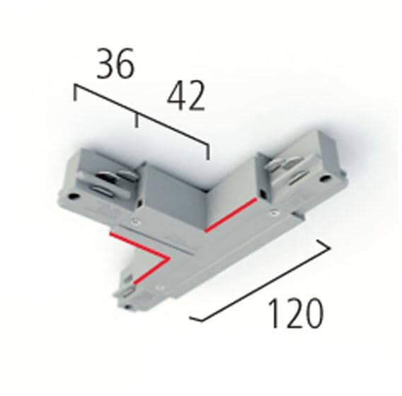 Eutrac 33015655 3-Phasen T-Verbinder, innen rechts, 120x42x32 mm, weiß, 1 Stück (555112126)