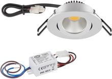 EVN PC20-Serie LED Deckeneinbau, rund, schwenkbar, IP20, 220-240V, 3W, 3000K, 300lm, inkl. Netzgerät, chrom matt STL (PC20N31502)