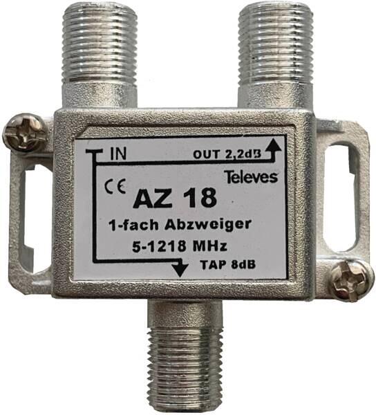 Televes AZ18 1-fach Abzweiger, 5-1218MHz, AD:8dB (4516)