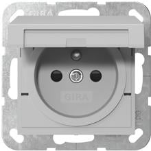 Gira 4488015 Steckdose mit Erdungsstift 16 A 250 V~, Klappdeckel und Shutter, System 55, grau matt