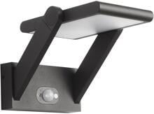 EVN SOLAR LED Wandanbau, IP54, Solar, 3000K, 1,6W, 150lm, Betriebszeit max. 12 Std, mit Dämmerungs- und Bewegungssensor, anthrazit (PAS541502)