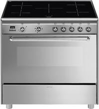 Smeg SCD90IMX9-1 Standherd mit Induktionskochfeld, 90 cm breit, 115 L, 8 Funktionen, edelstahl