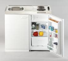 Respekta Pantry 100SV Miniküche mit Kühlschrank, 100 cm breit, Edelstahlkochfeld, Korpus weiß