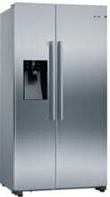 Bosch KAD93AIDP Serie 6 Stand Side-by-Side Kombination, 91 cm breit, 562 L, NoFrost, Crushed Eis, Eiswürfel, kaltes Trinkwasser, Festwasseranschluss, Gebürsteter Stahl Anti Fingerprint