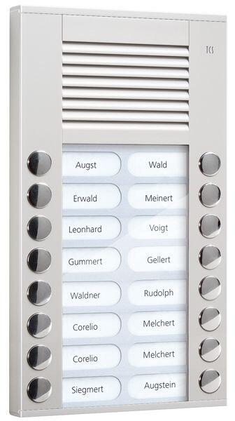 TCS PES16-EN/04 Audio Außenstation, 16 Klingeltasten, rechts-/ linksbündig, AP, Serie PES, silber