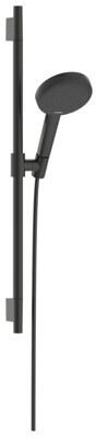 hansgrohe Raindance Alive Select S Duschset 125 3 Strahlarten wassersparend mit Duschstange Unica S Puro 65 cm, Messing, 7,1 l/min, 125 mm, Brushed Bl