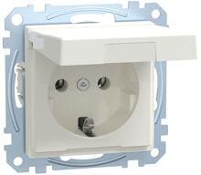 Merten MEG2311-0419 SCHUKO Steckdose mit Klappdeckel, System M, Steckklemmen, polarweiß matt
