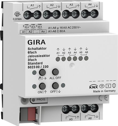 Gira 502300 KNX Schaltaktor 6fach 16 A / Jalousieaktor 3fach 16 A Standard