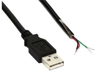 InLine USB 2.0 Kabel, A an offenes Ende, schwarz, 2m, bulk (34520Z)