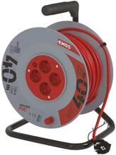 EMOS P09240 Kabeltrommel, SCHUKO, 4 Steckdosen, Länge 40m, 1,5mm², PVC, rot (1928044000)