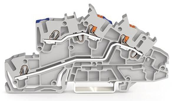 Wago Installationsetagenklemme mit Betätigungsöffnung und Drücker, 2,5 mm², N/L, Push-in CAGE CLAMP , grau (2203-7549)