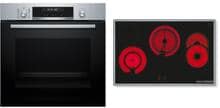 Bosch HBD672LS83 A+ Backofen Set mit Glaskeramikkochfeld (HBG578BS3 + PKH845BB1D), 60 cm breit, 71 L, Pyrolyse, Edelstahl