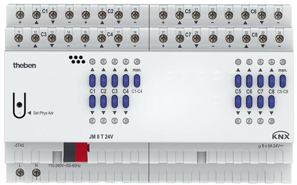 Theben JM 8 T 24V KNX Jalousieaktor 8-fach, 24V, KNX TP 4940265