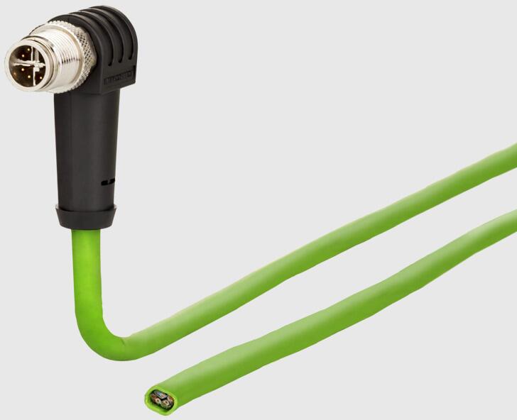 METZ CONNECT M12 Industrial Ethernet Leitung, X-kodiert, 2,0 m, M12 Stecker gewinkelt - freies Leitungsende, Kodierung bei 135°, PUR ( 142M2XB0020 )