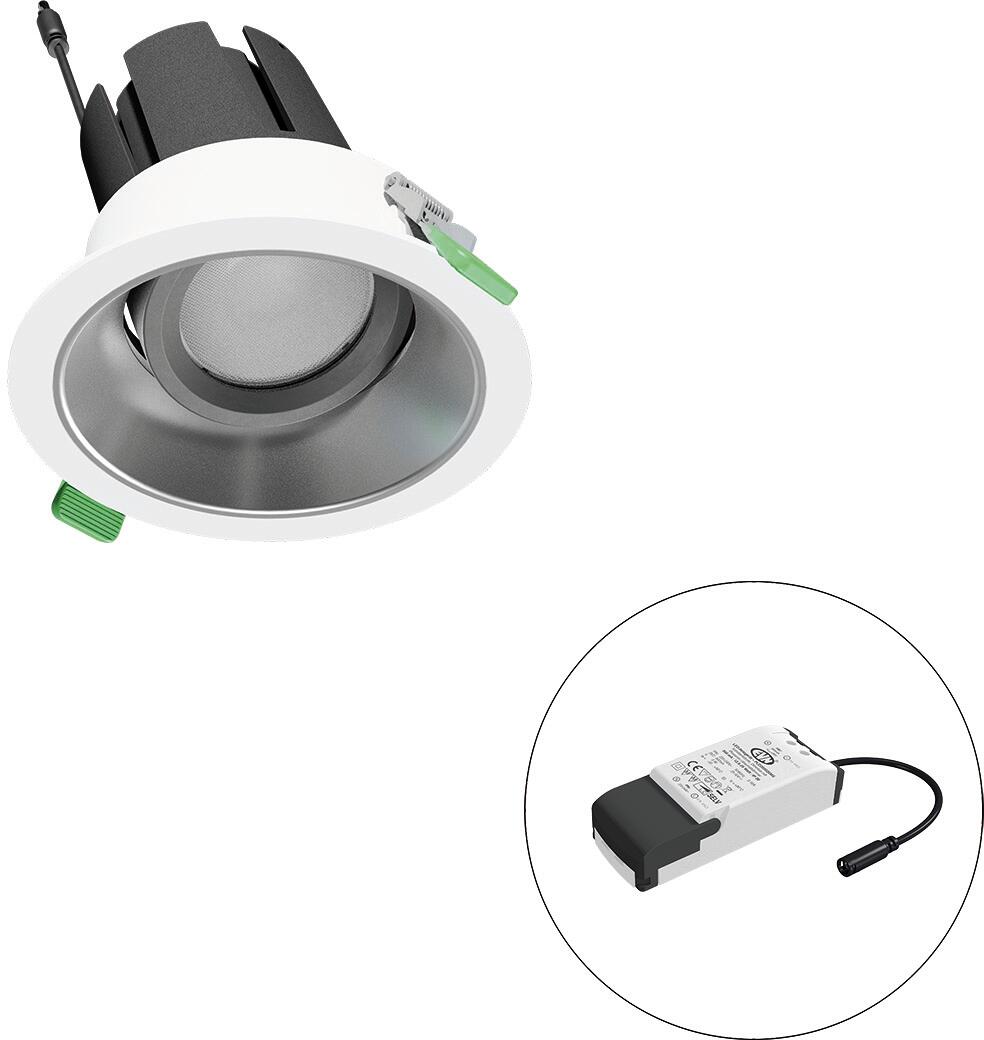 EVN SELECTO LED Deckeneinbau, rund, schwenkbar, IP20, 220-240V/AC, 18W, 3000K, 2205lm, inkl. Netzgerät, DALI, Reflektor silber/matt, 16.387,00cd, medi