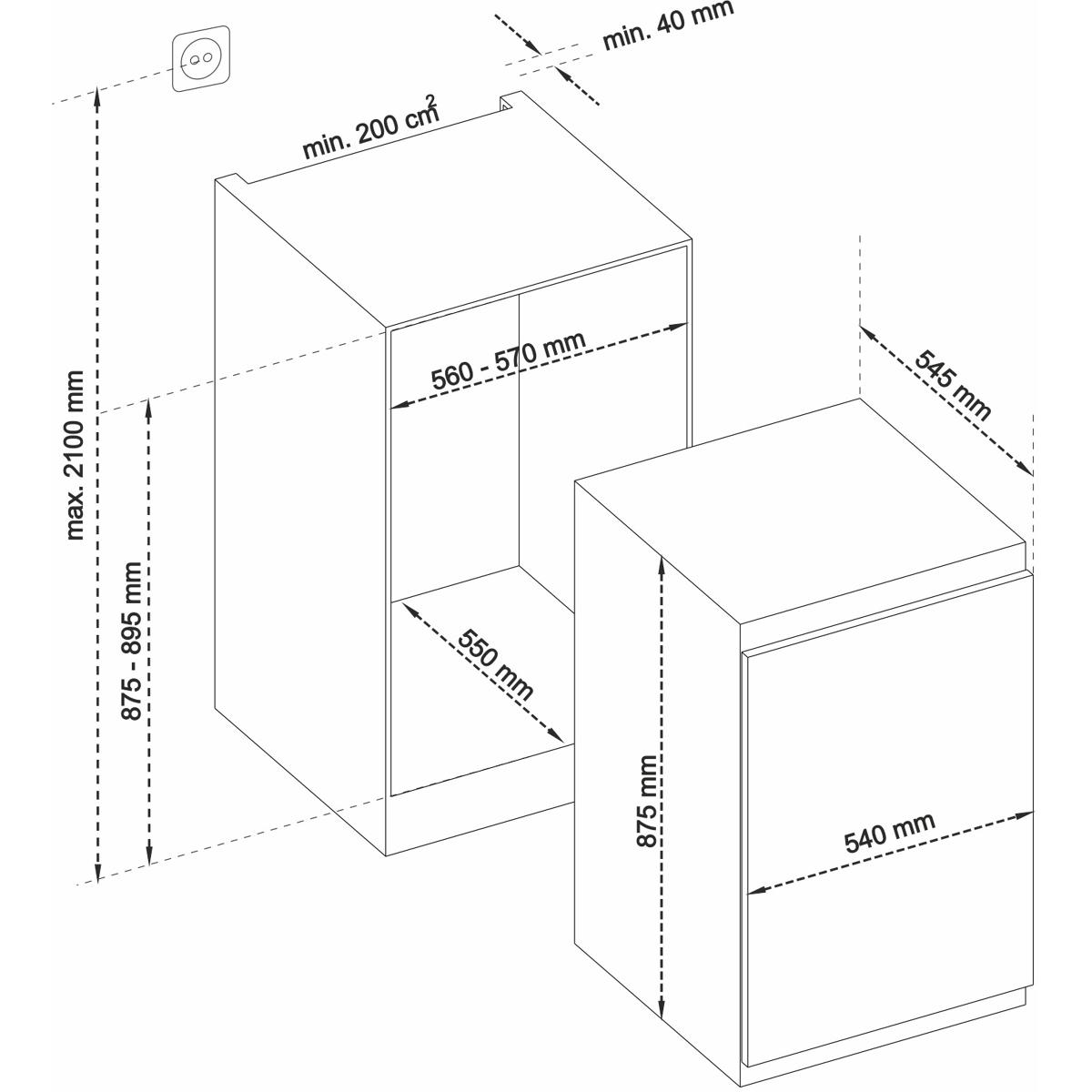 SJ-LE134M0X Einbau-Kühlschrank 88cm ohne Gefrierfach (Festtür