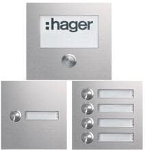 Hager modular Klingeltaste, Rund-Taster für 1-4 Wohneinheit, LED-Schild, Einbau, Edelstahl Matt 