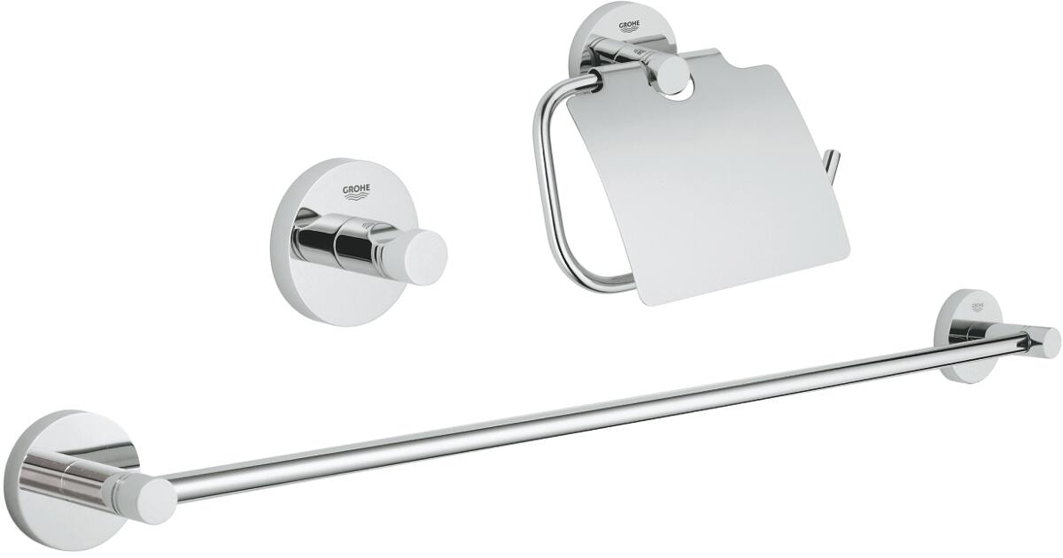 GROHE Essentials Accessoires Bad-Set 3 in 1, Metall, chrom (40775001)