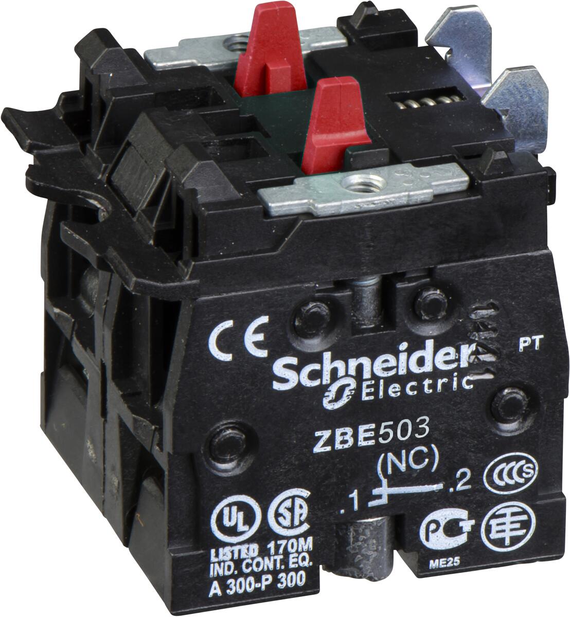 Schneider Electric ZBE504 Harmony XB4 und XB5, Hilfsschalter, Kontaktblock, 22mm, 30mm, Schraubklemme, hohe Last, doppelt, 2Ö