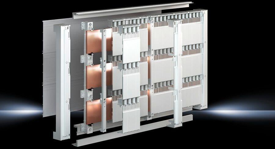 Rittal SV 9677.500 Sammelschienenhalter, 3-polig, 185 mm Schienenmittenabstand, für Sammelschiene BH: 40x10/60-120x10 mm