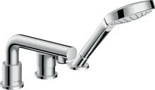 hansgrohe Talis S 3-Loch Einhebel-Wannenrandarmatur für Secuflex, Messing, 18 l/min, Chrom, (72416000)