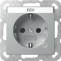 Gira 445226 SCHUKO-Steckdose 16 A 250 V~ mit Kontrolllicht und Beschriftungsfeld System 55, Aluminium