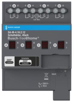 Busch Jaeger SA-M-4.16.2.12 Schaltaktor, 4fach 16 A, REG für Busch-free@home (2CDG510025R0021)