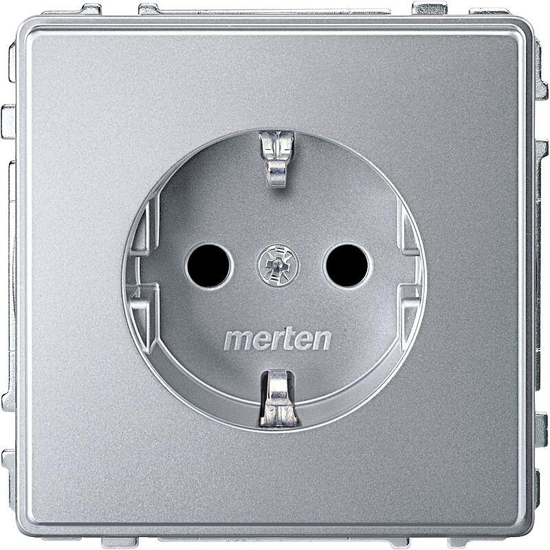Merten MEG2300-7260 SCHUKO-Steckdose, Aquadesign, Berührungsschutz, Steckklemmen, aluminium